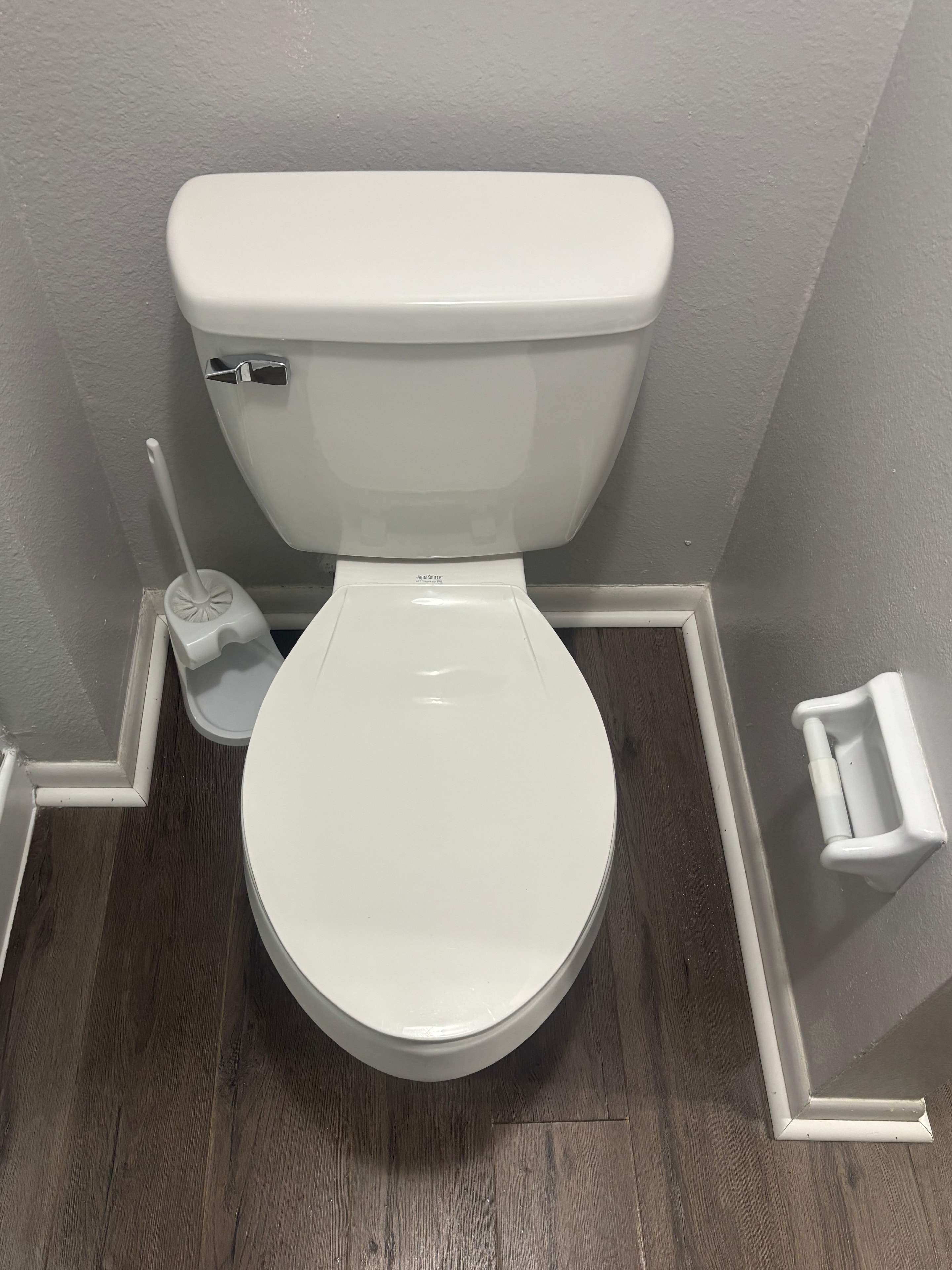 Spotless clean toilet from above after cleaning